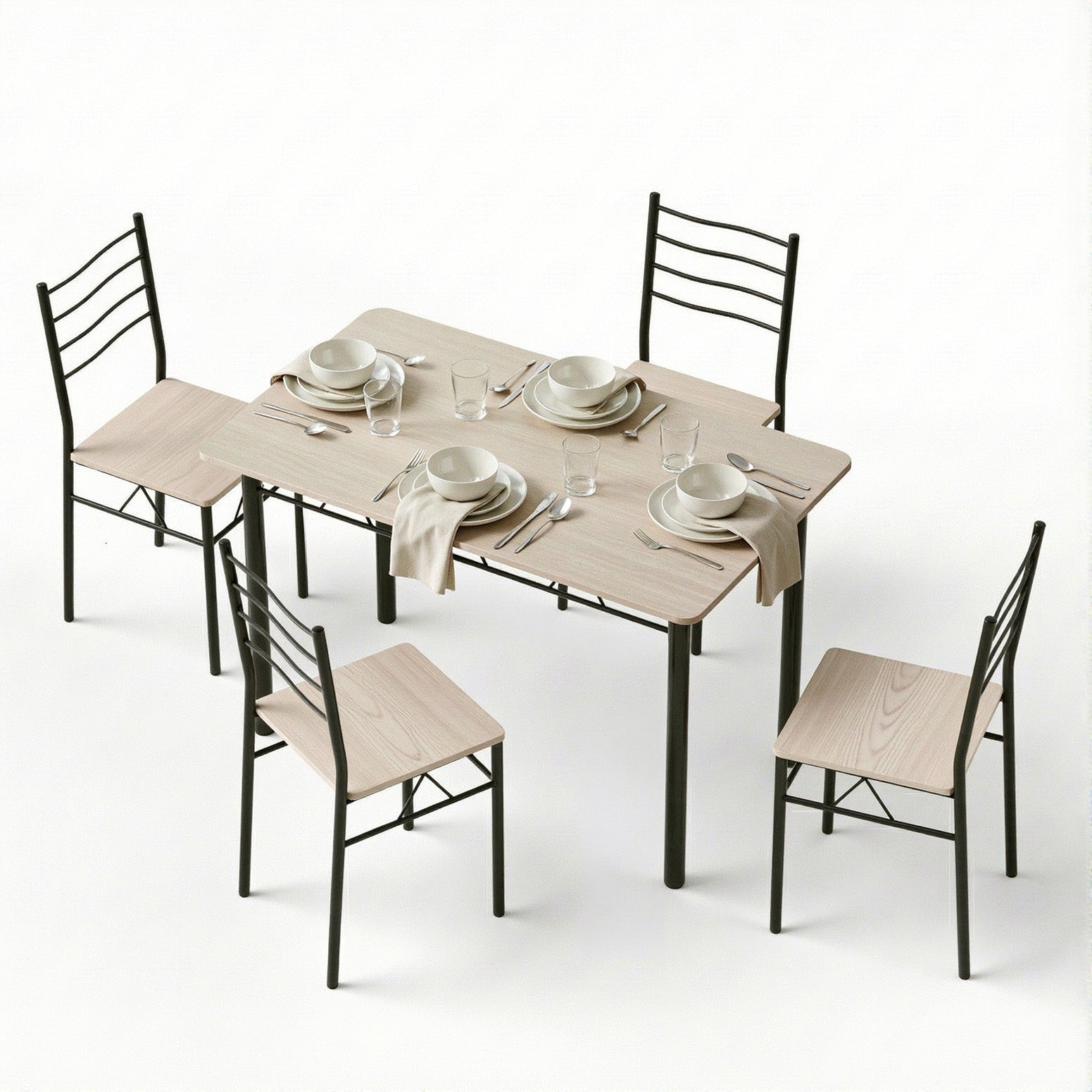 Compact Kitchen Dining Set 5pc | Modern Oak Finish
