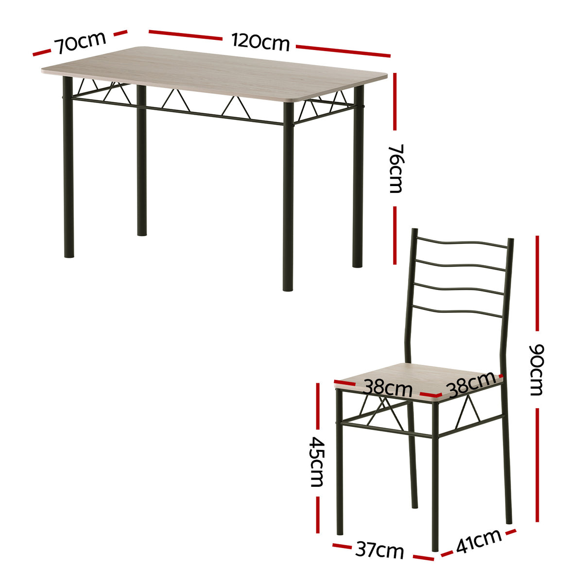 Compact Kitchen Dining Set 5pc | Modern Oak Finish