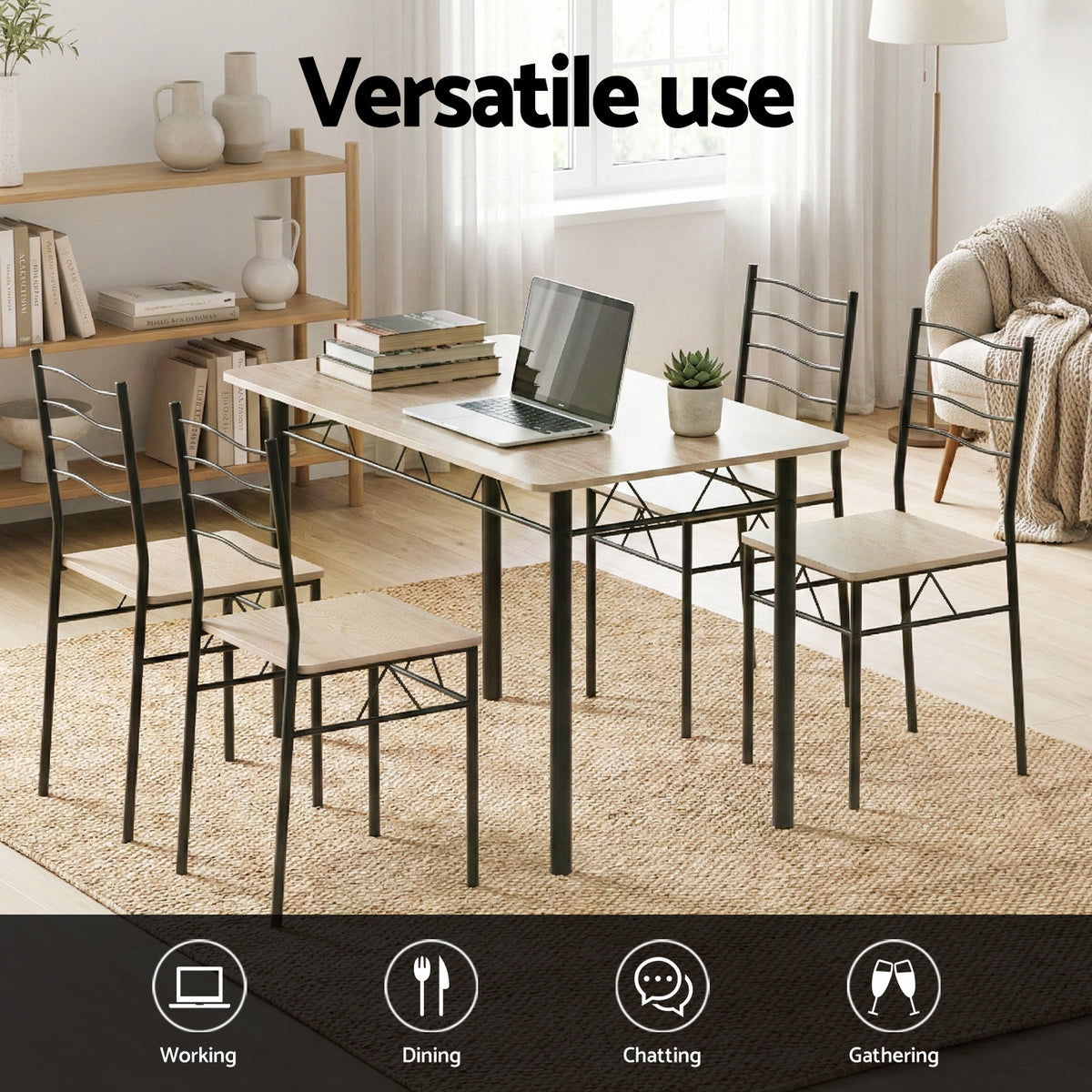 Compact Kitchen Dining Set 5pc | Modern Oak Finish