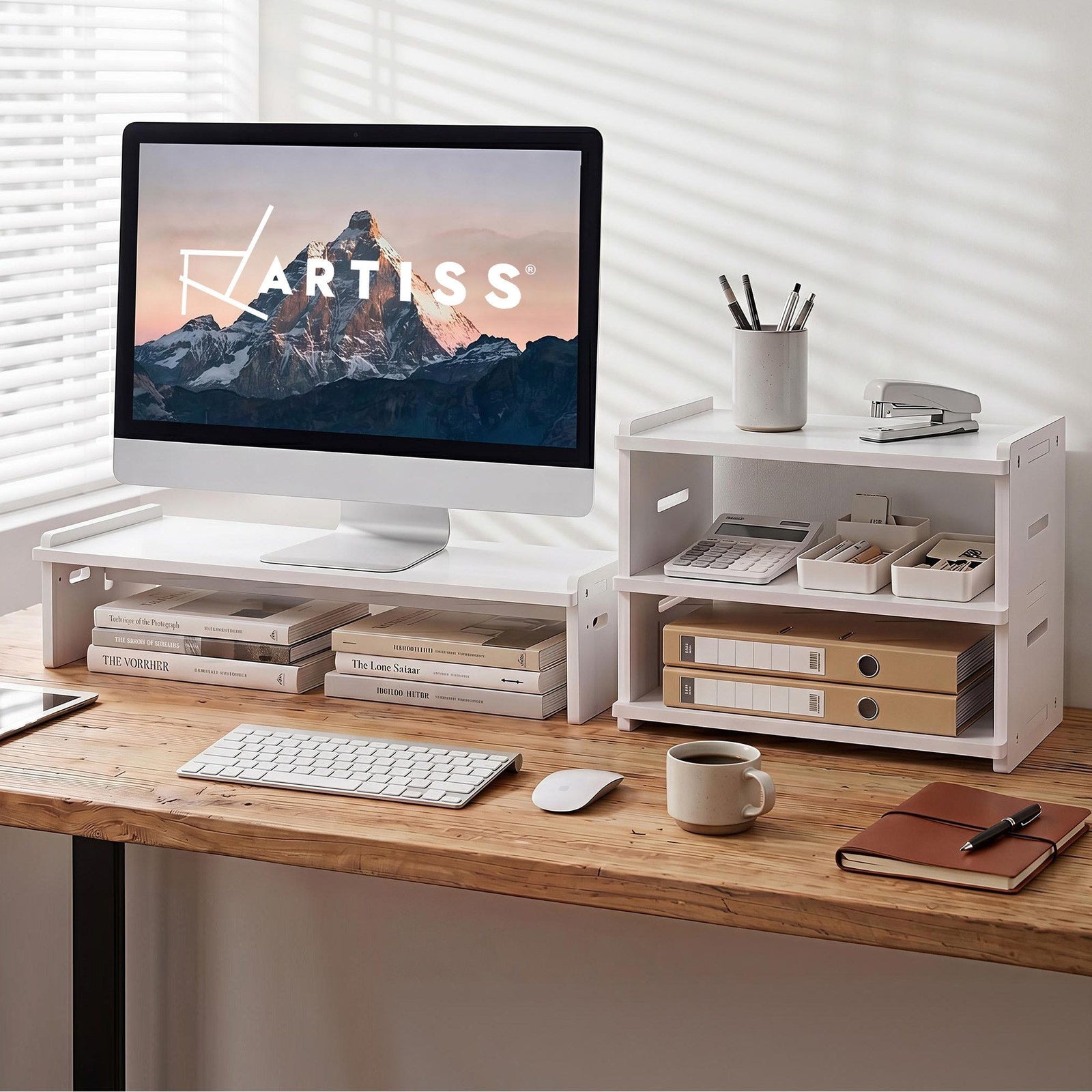 Monitor Stand & Desk Organiser | 2-In-1 Modular Desktop Riser