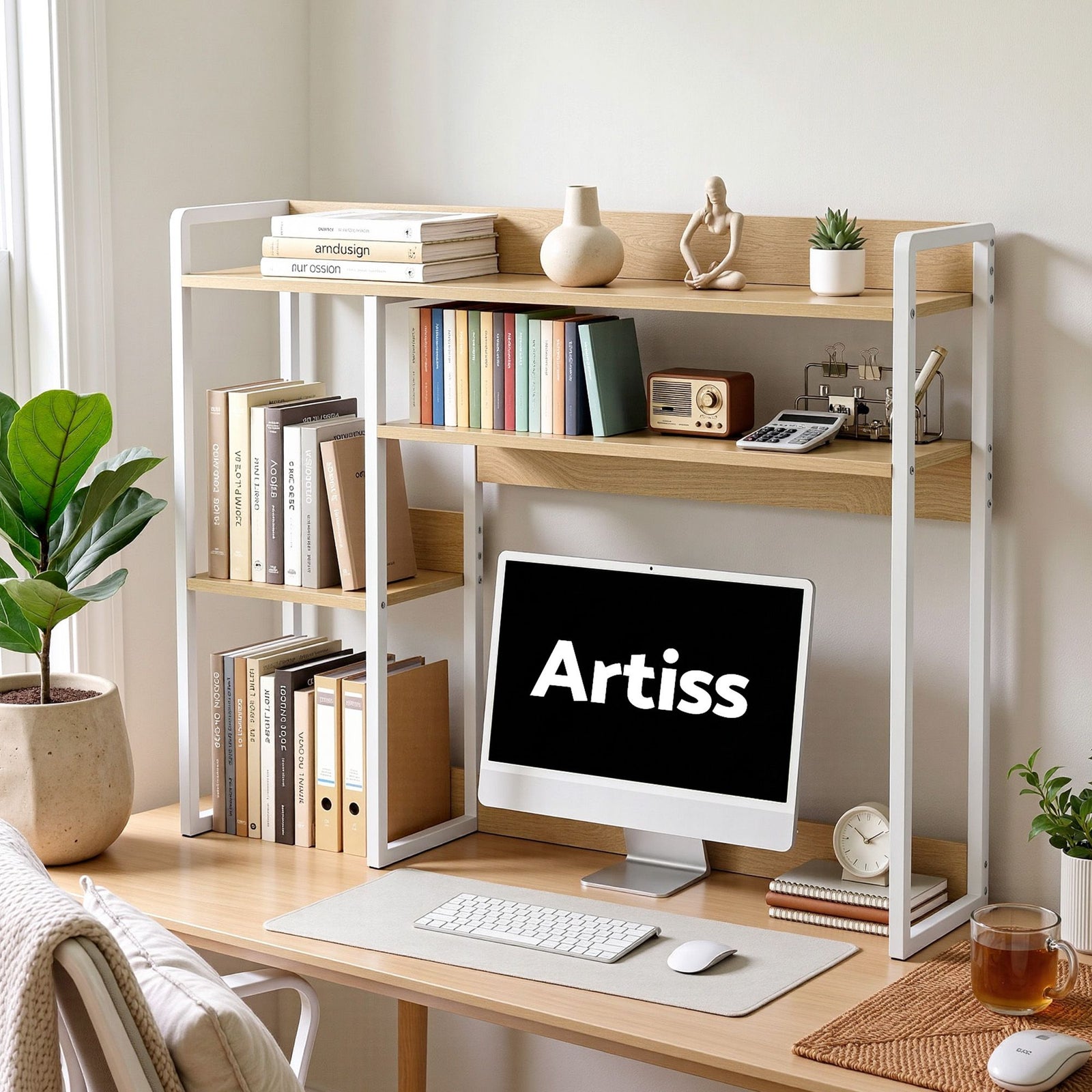 Desk Organiser | 2-Tier Desktop Shelf | 24cm Depth