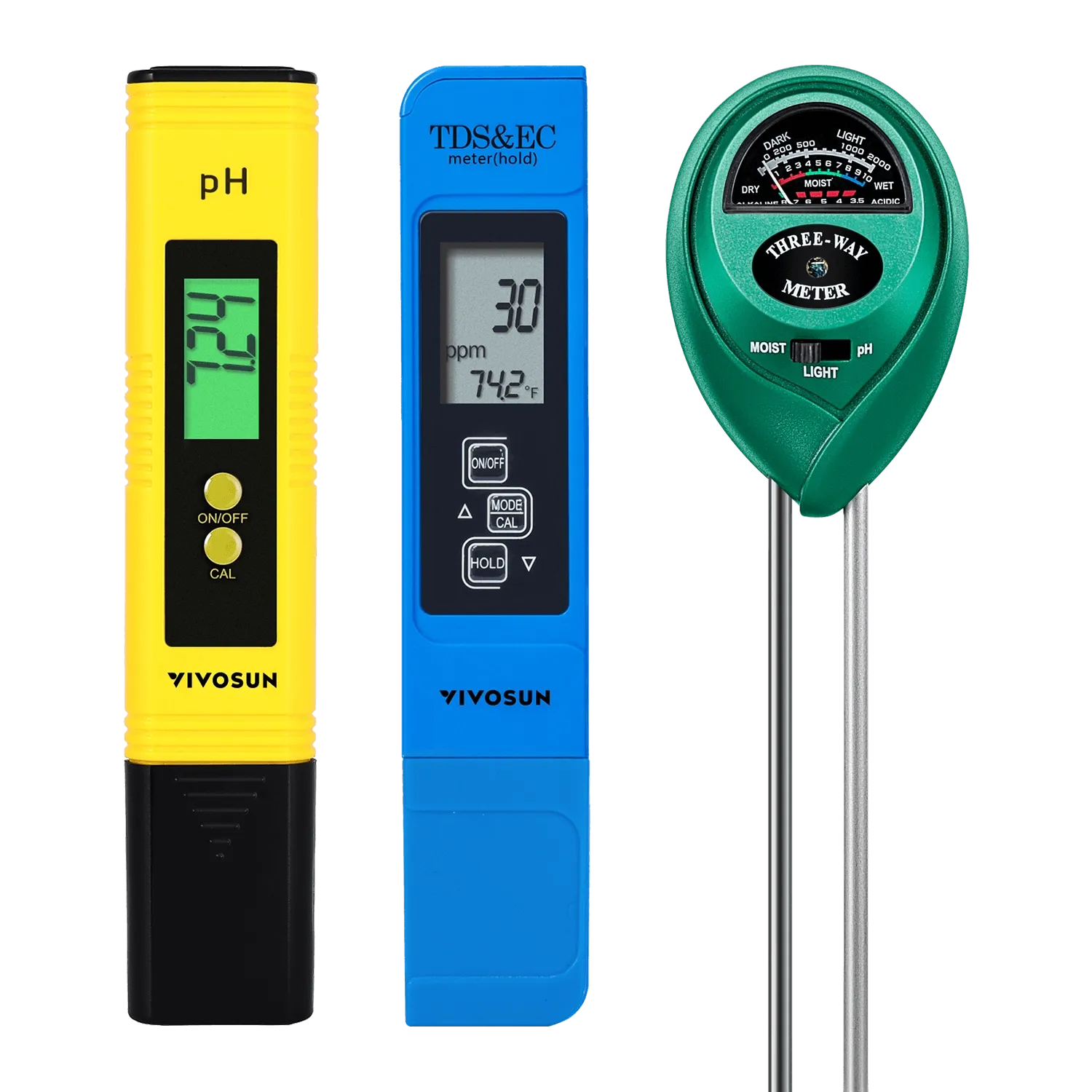 Digital pH, TDS, EC & Soil Moisture Meter Combo | 3-in-1 Water Quality & Plant Tester Kit | For Hydroponics, Soil, Garden, Pool & Home Use