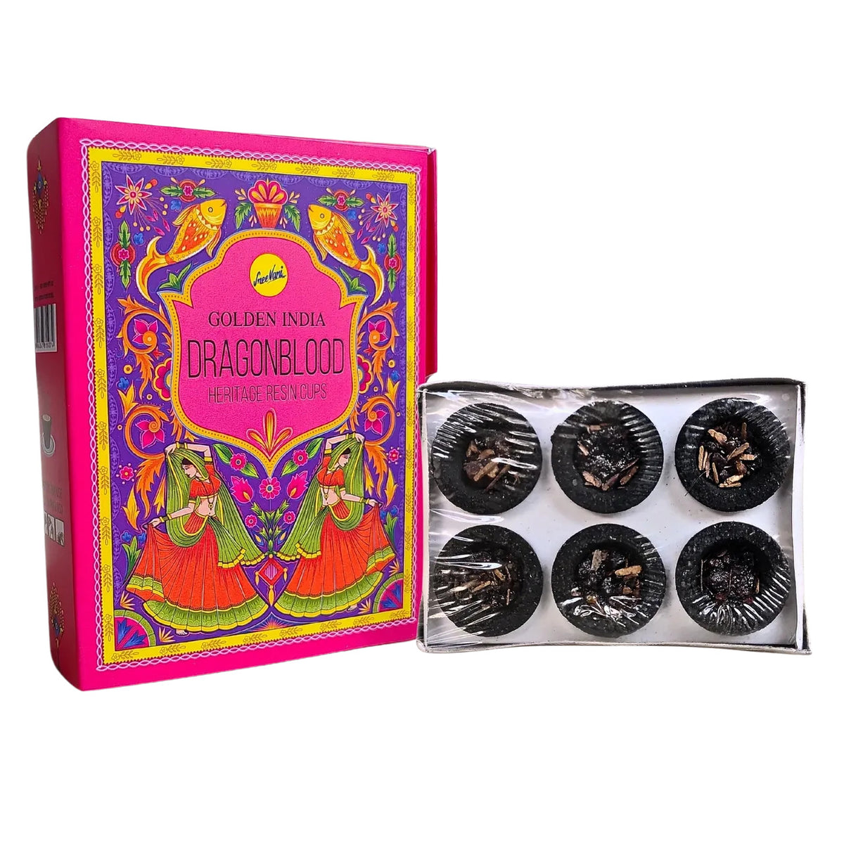 Dragon’s Blood Resin Incense Cups 6 Pack | Sree Vani Indian Heritage Charcoal Free Burning Cups