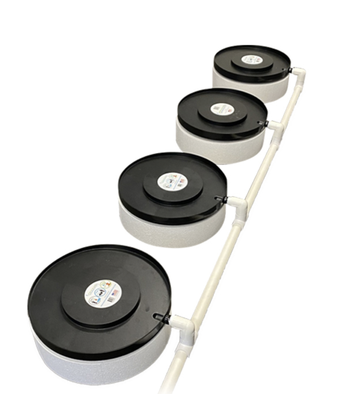 4 Pot Modular Line Hydroponic Kit | Drain Away Tray 400mm 4 Pot Complete System