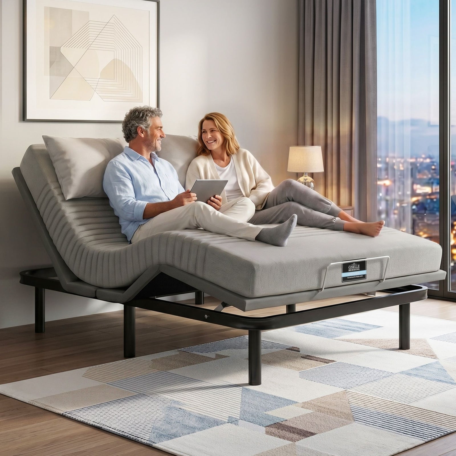 Double Electric Bed & Mattress Set | Adjustable Base with Memory Foam Mattress
