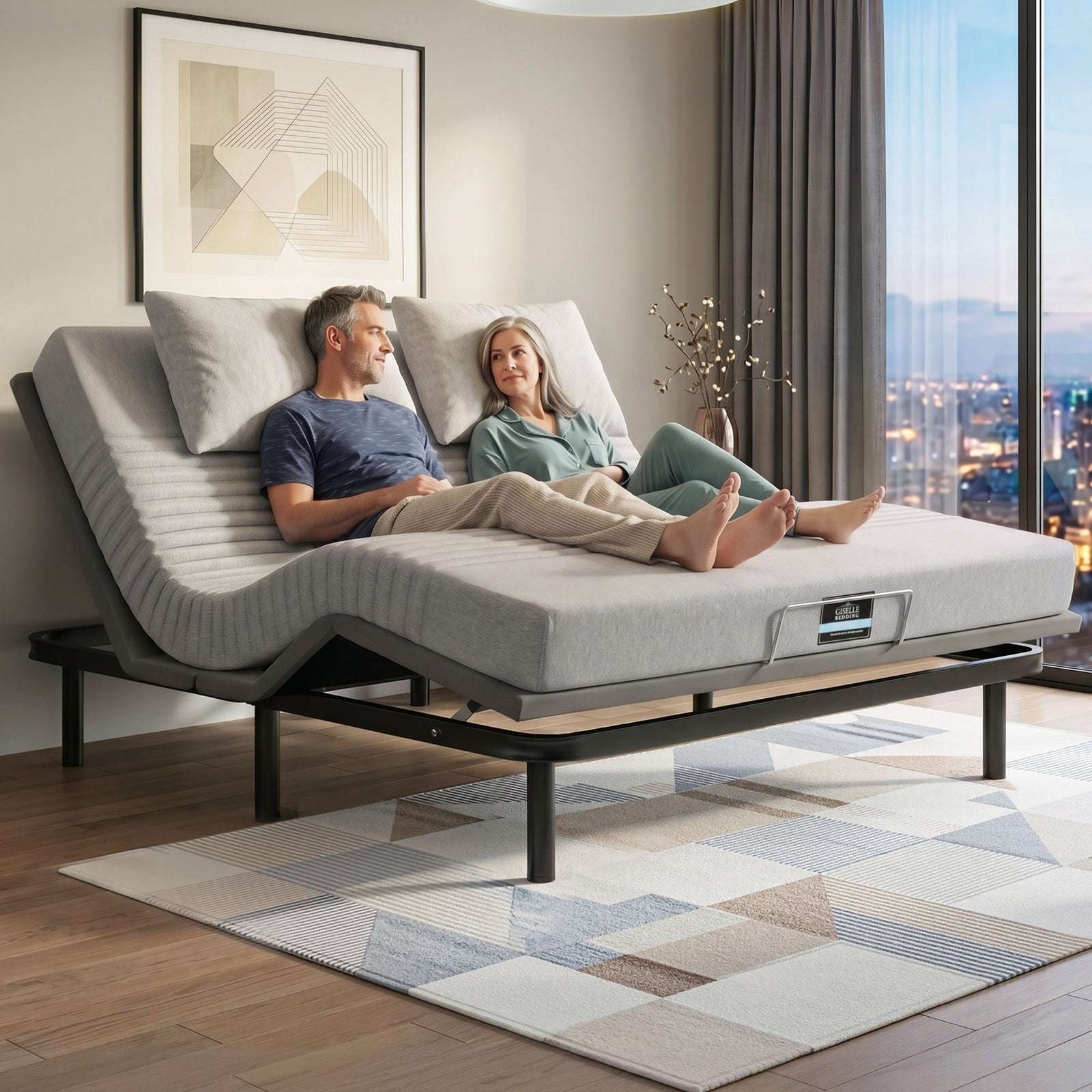 King Electric Bed & Mattress Set | Adjustable Base with Memory Foam Mattress