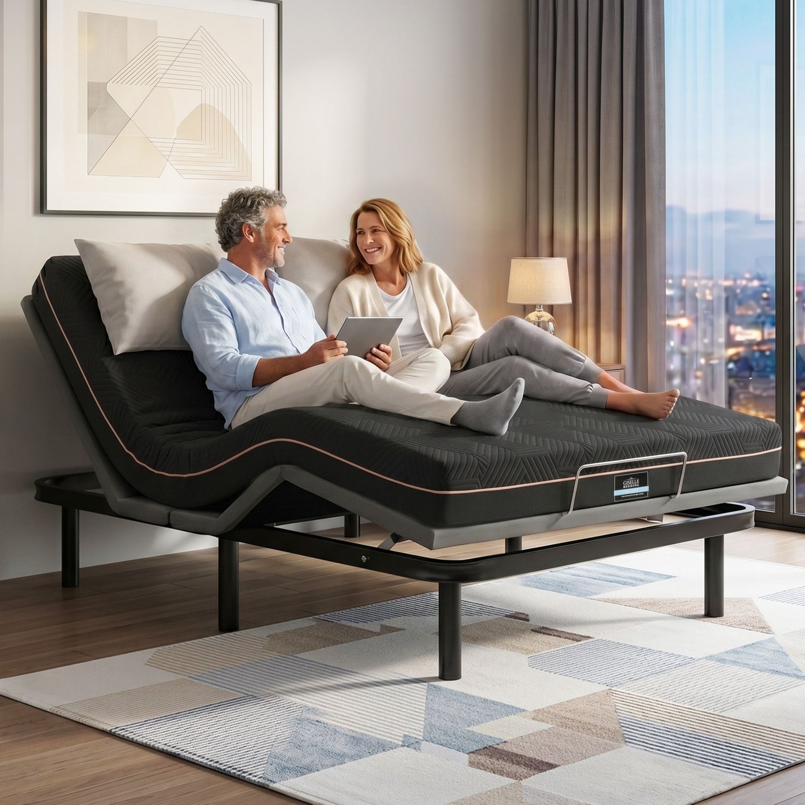 Double Adjustable Bed & Mattress Set | Head & Foot Incline | 18cm Mattress