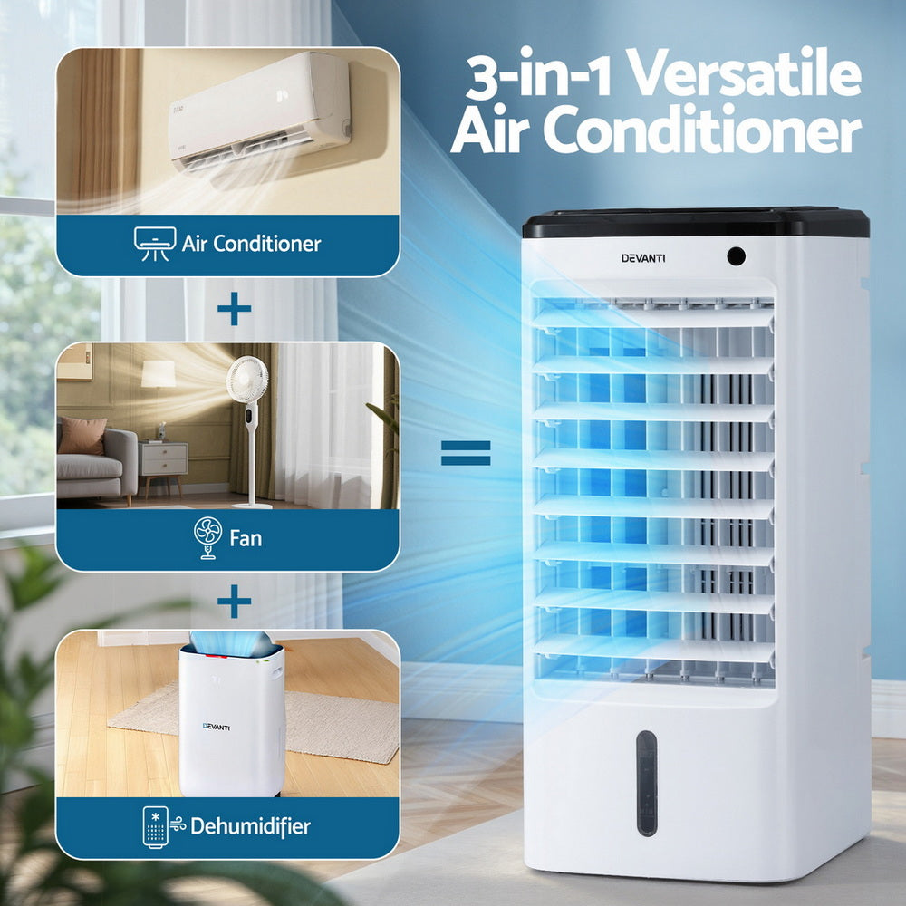 Evaporative Air Cooler | Portable Conditioner with Remote | 4L Water Tank | Home Cooling Appliance