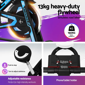 Everfit Spin Bike | Exercise Bike | 13KG Flywheel | Fitness | 150kg Capacity
