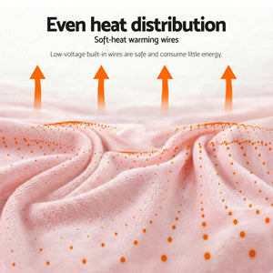 Giselle Electric Throw Rug Double Size 200x180cm Fleece Flannel Heated Blanket Pink