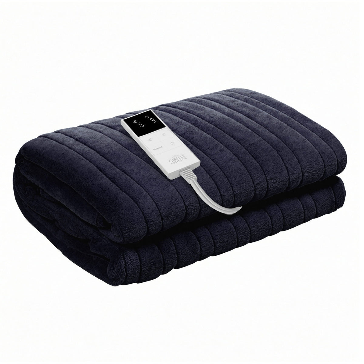 Electric Heated Throw Rug | Double 200x180cm | Coral Fleece | Charcoal