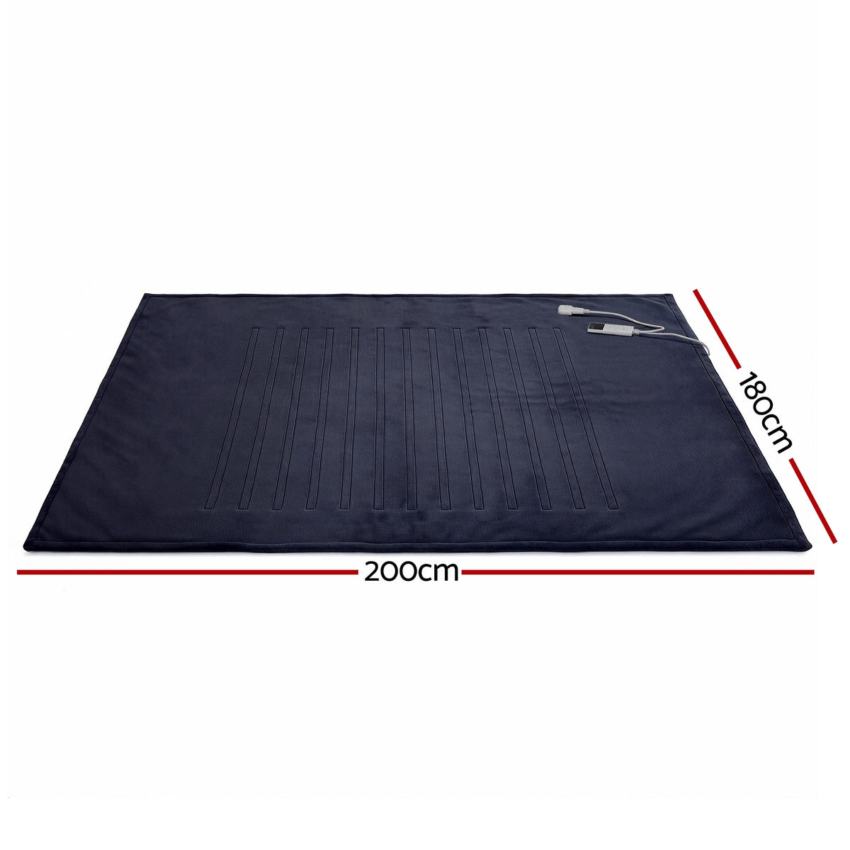 Electric Heated Throw Rug | Double 200x180cm | Coral Fleece | Charcoal