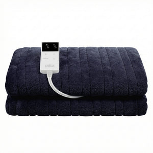 Electric Heated Throw Rug | Double 200x180cm | Coral Fleece | Charcoal