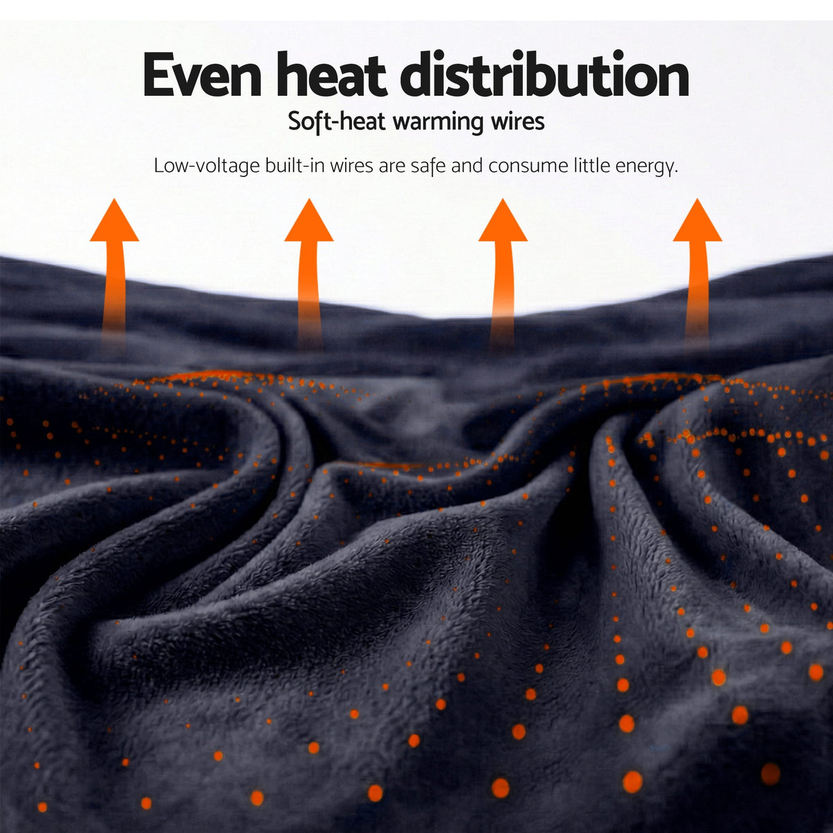 Electric Heated Throw Rug | Double 200x180cm | Coral Fleece | Charcoal