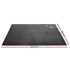 Electric Heated Throw Rug | Double 200x180cm | Coral Fleece | Grey