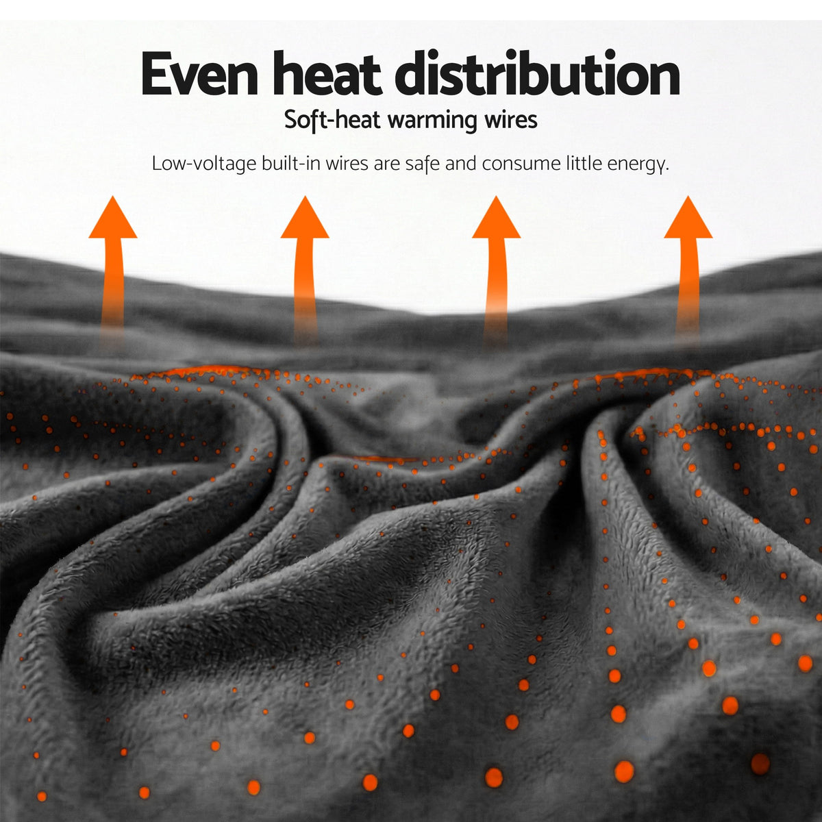 Electric Heated Throw Rug | Double 200x180cm | Coral Fleece | Grey