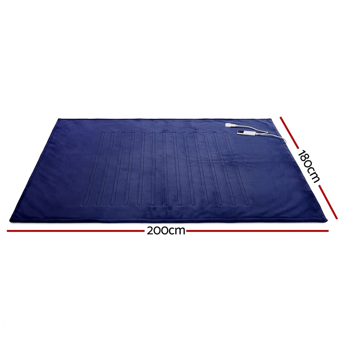 Electric Heated Throw Rug | Double 200x180cm | Coral Fleece | Navy