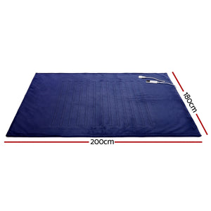 Electric Heated Throw Rug | Double 200x180cm | Coral Fleece | Navy