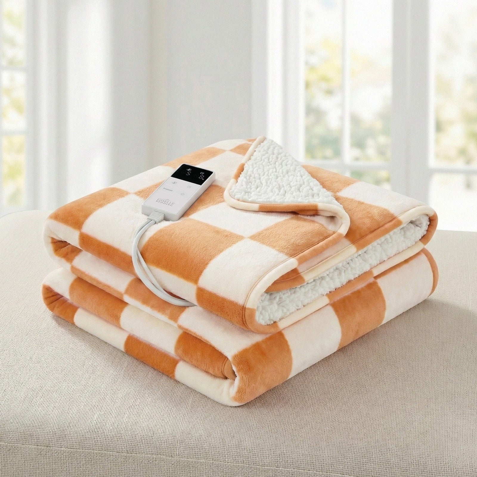 Electric Throw Rug | Dual Side Fleece Heated Blanket | Yellow