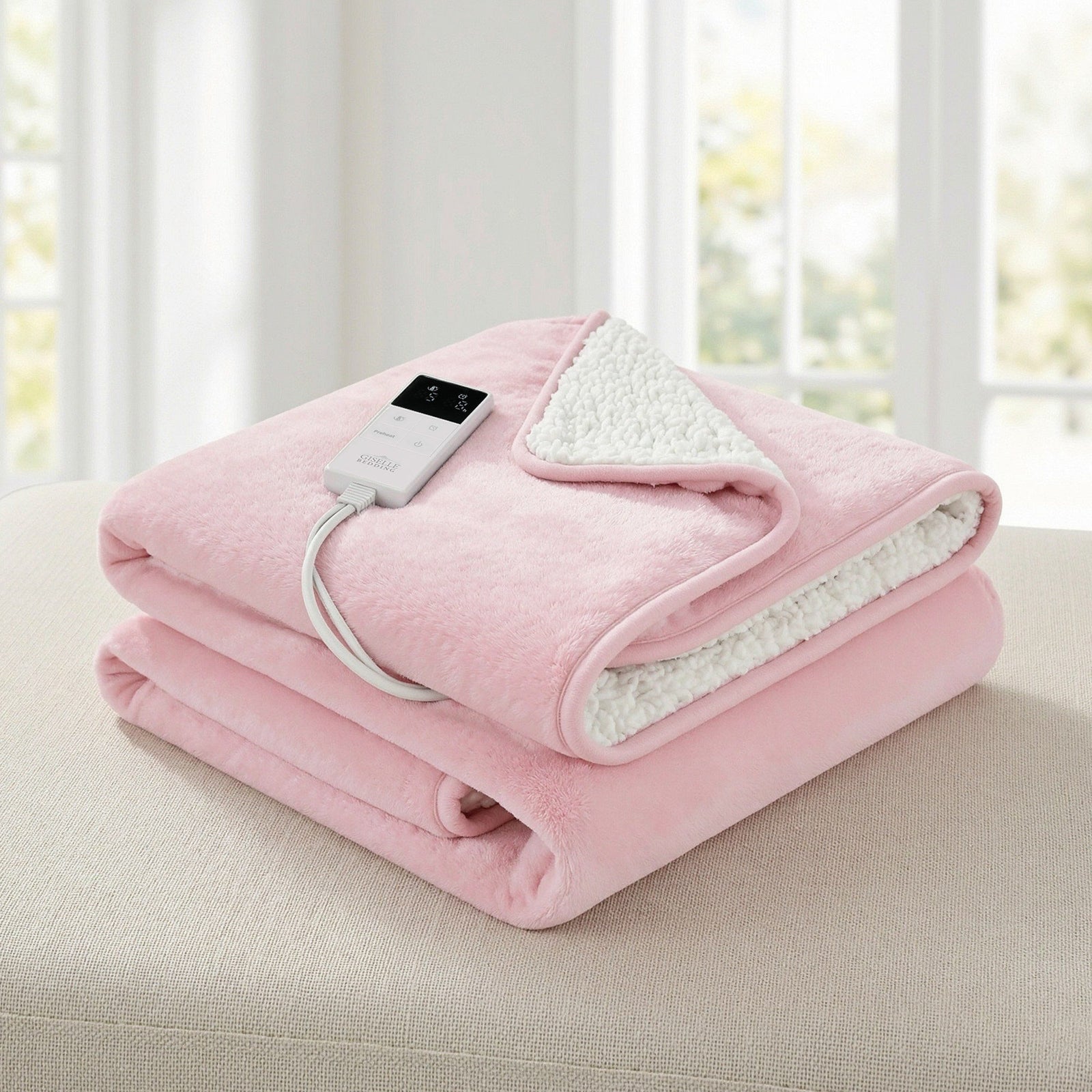 Electric Throw Rug | Dual Side Fleece Heated Blanket | Pink