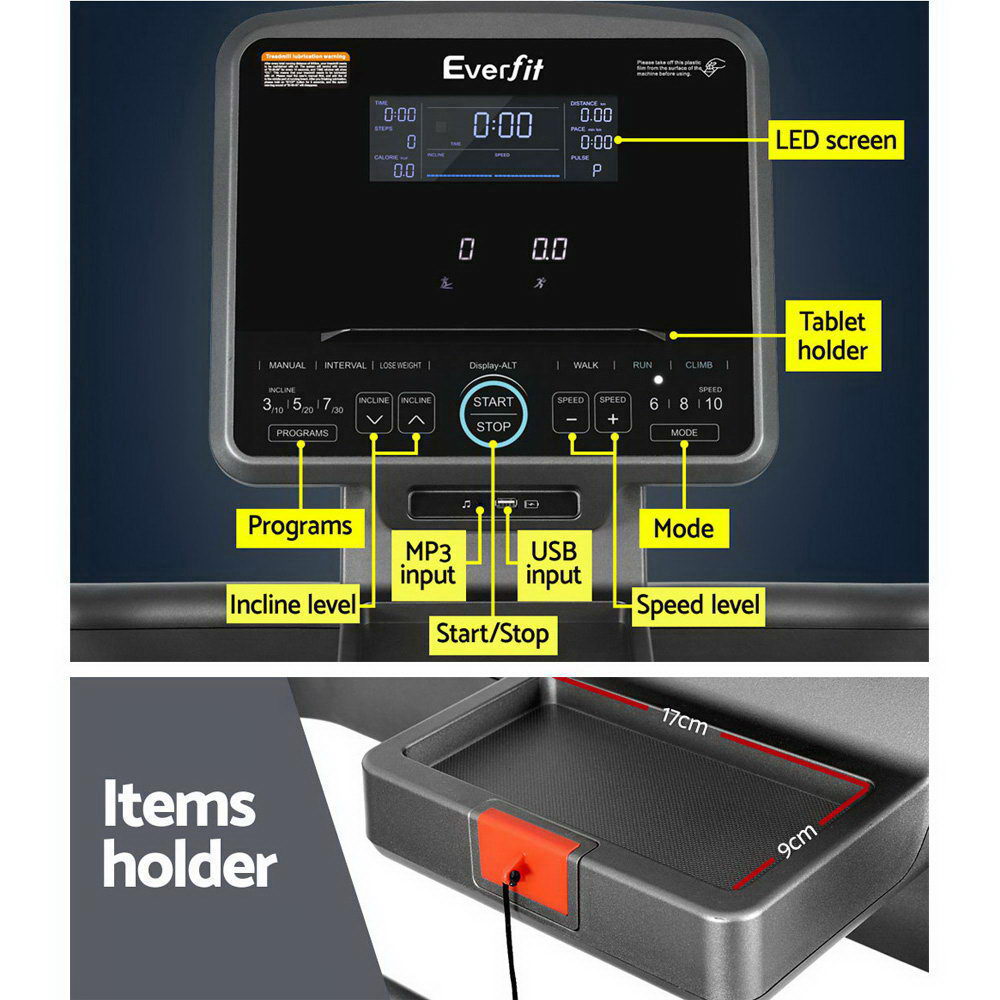 Everfit Treadmill Electric | Incline Trainer | Professional | Home Gym Fitness Machine