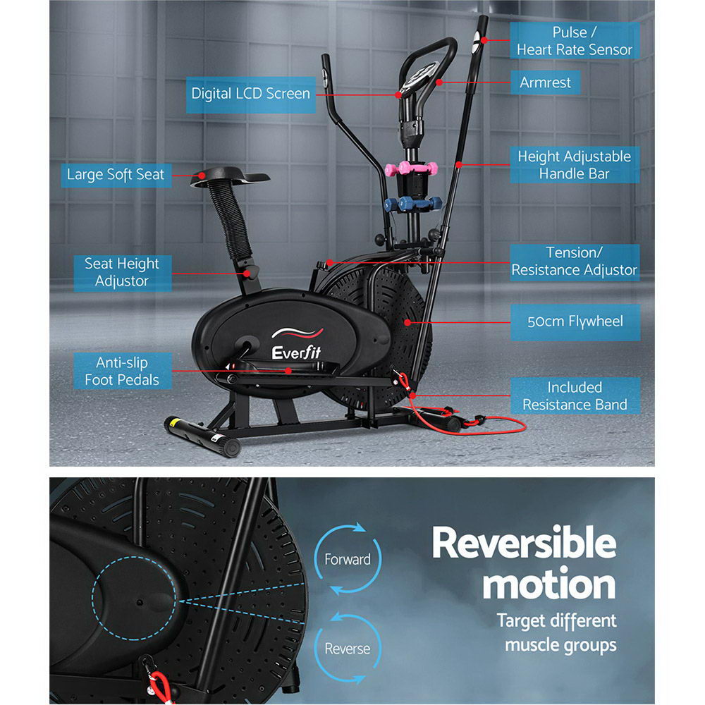 Everfit Exercise Bike | 6 in 1 Elliptical Cross Trainer | Home Gym | Indoor Cardio