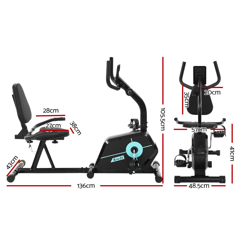 Everfit Exercise Bike | Magnetic Recumbent | Indoor Cycling | Home Gym | Cardio | 120kg