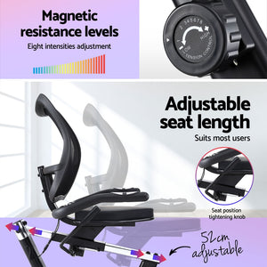 Everfit Recumbent Exercise Bike | Magnetic Cycling | Mesh Chair | 120kg Loading