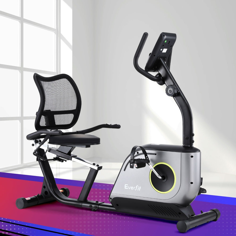 Everfit Recumbent Exercise Bike | Magnetic Cycling | Mesh Chair | 120kg Loading