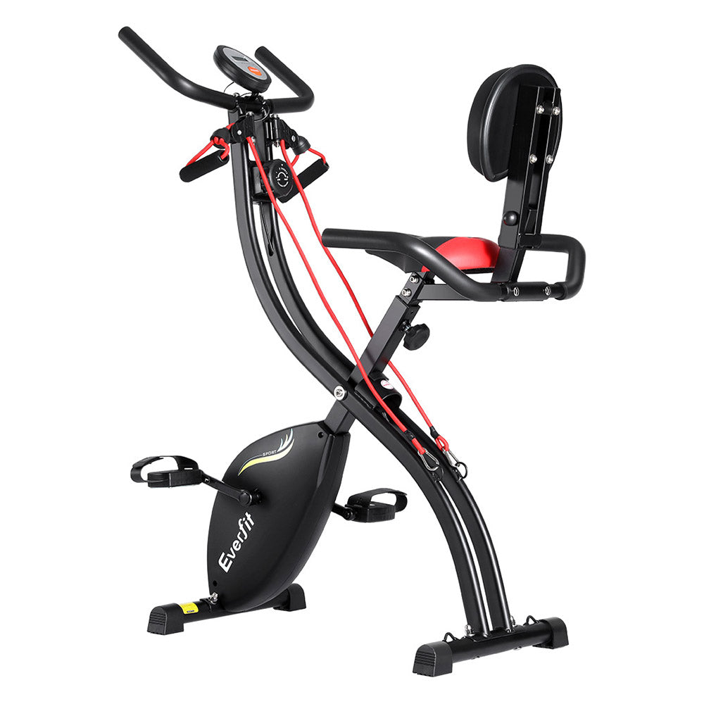 Everfit Folding Exercise Bike | Magnetic X-Bike | Indoor Cycling | Resistance Rope