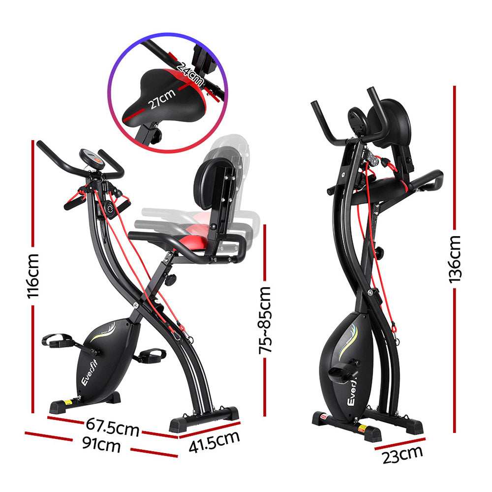 Everfit Folding Exercise Bike | Magnetic X-Bike | Indoor Cycling | Resistance Rope