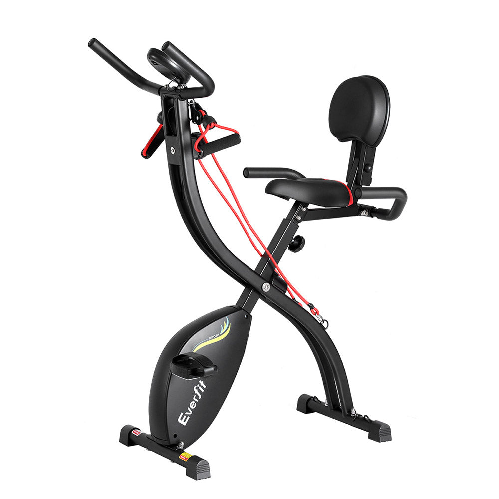 Everfit Folding Exercise Bike | Magnetic X-Bike | Indoor Cycling | Resistance Rope