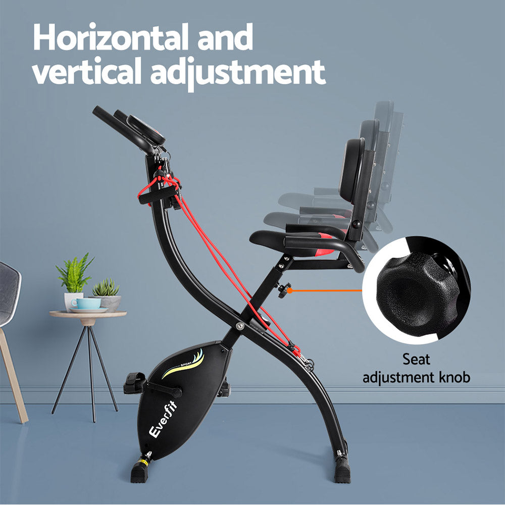 Everfit Folding Exercise Bike | Magnetic X-Bike | Indoor Cycling | Resistance Rope