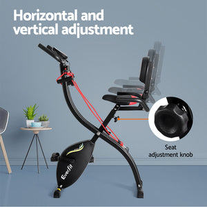 Everfit Folding Exercise Bike | Magnetic X-Bike | Indoor Cycling | Resistance Rope