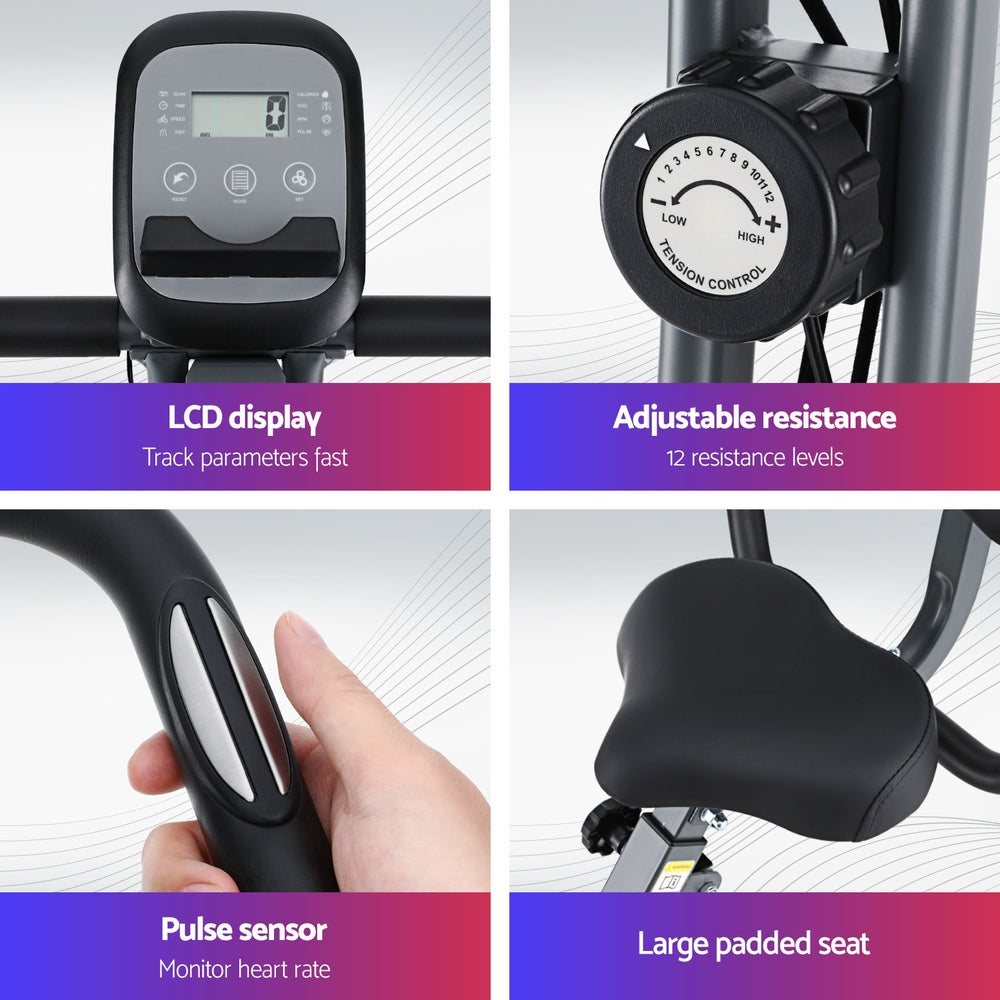 Everfit Folding Exercise Bike | Magnetic X-Bike | Aerobic Trainer | Indoor Cycling