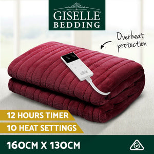 Electric Throw Rug | Heated Blanket | Fleece | Red
