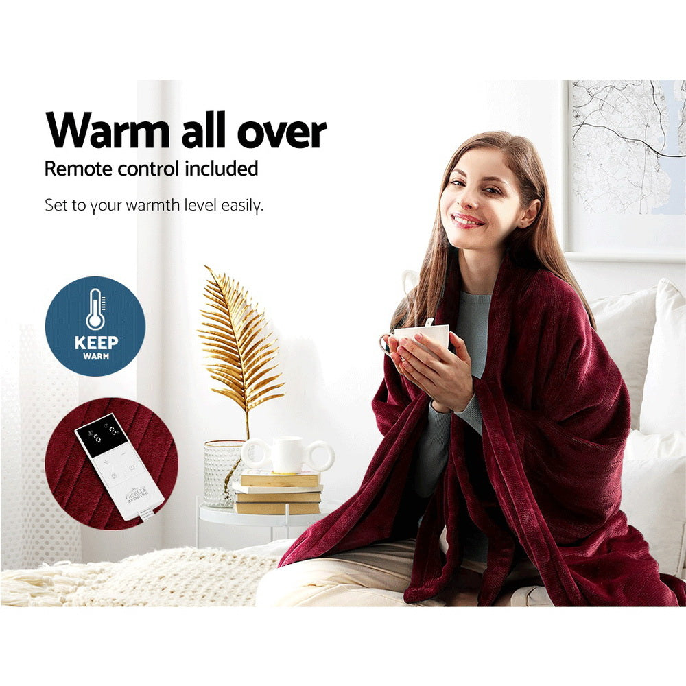 Electric Throw Rug | Heated Blanket | Fleece | Red