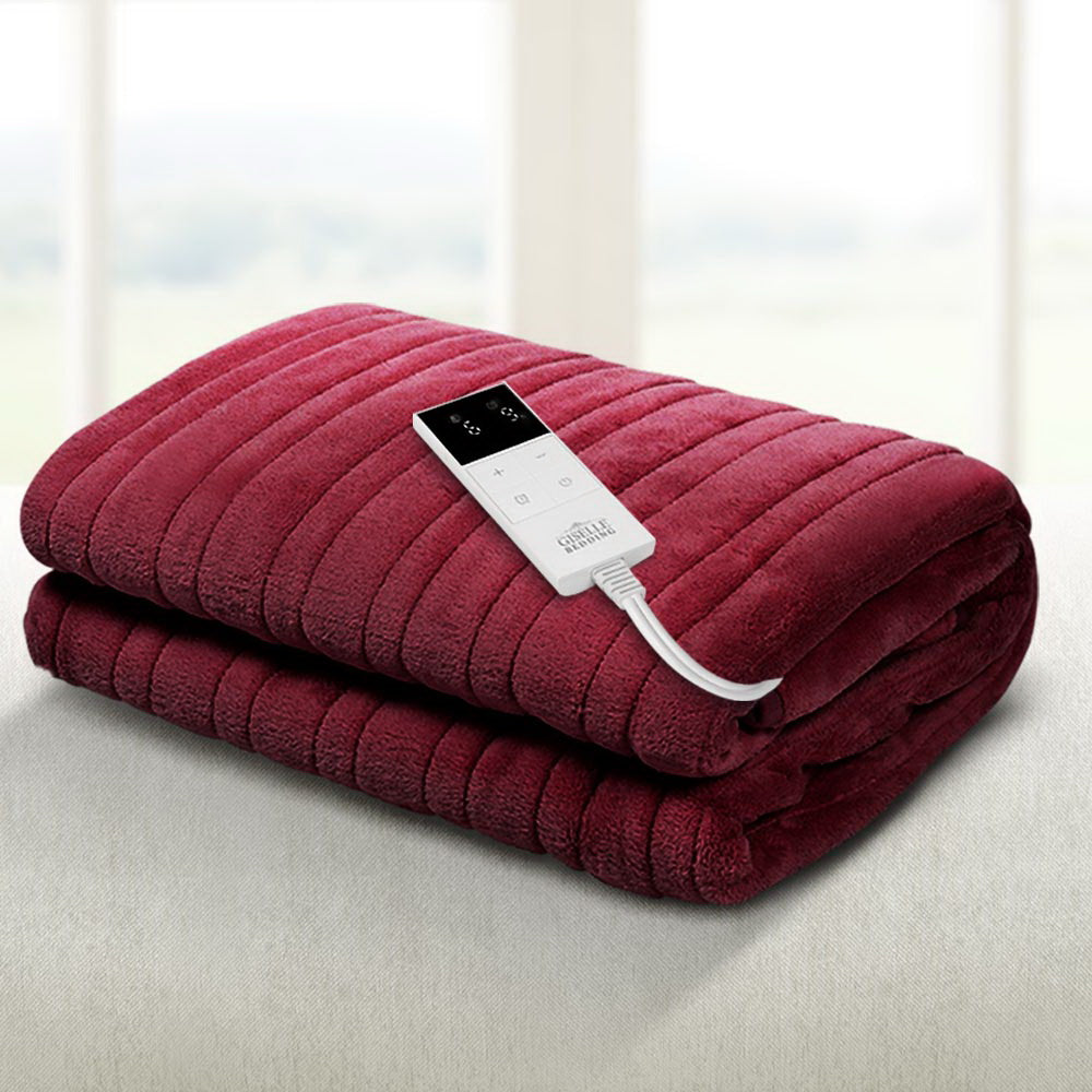 Electric Throw Rug | Heated Blanket | Fleece | Red