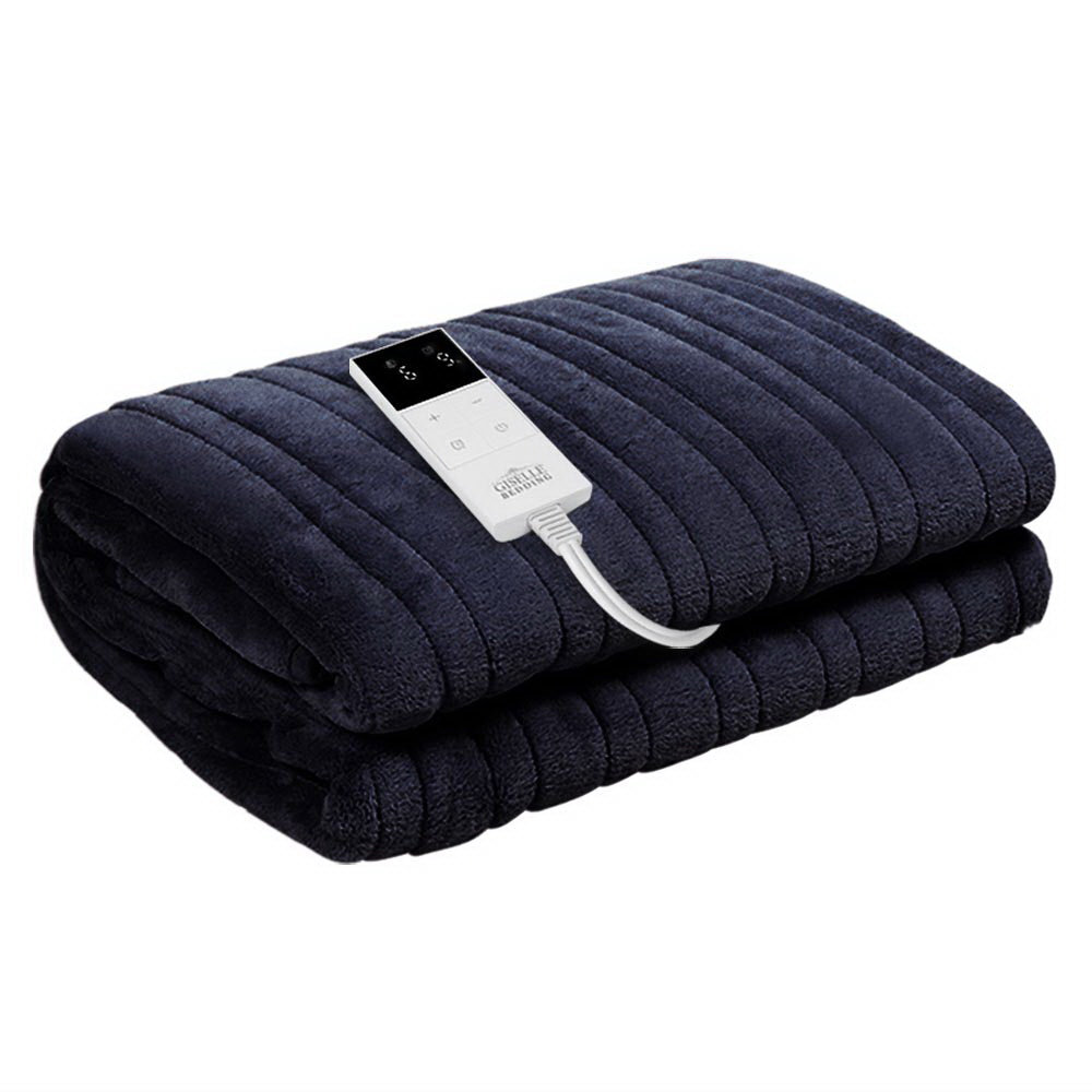 Bedding | Heated Electric Throw Rug | Fleece | Snuggle Blanket | Washable | Charcoal