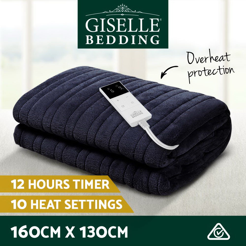 Bedding | Heated Electric Throw Rug | Fleece | Snuggle Blanket | Washable | Charcoal