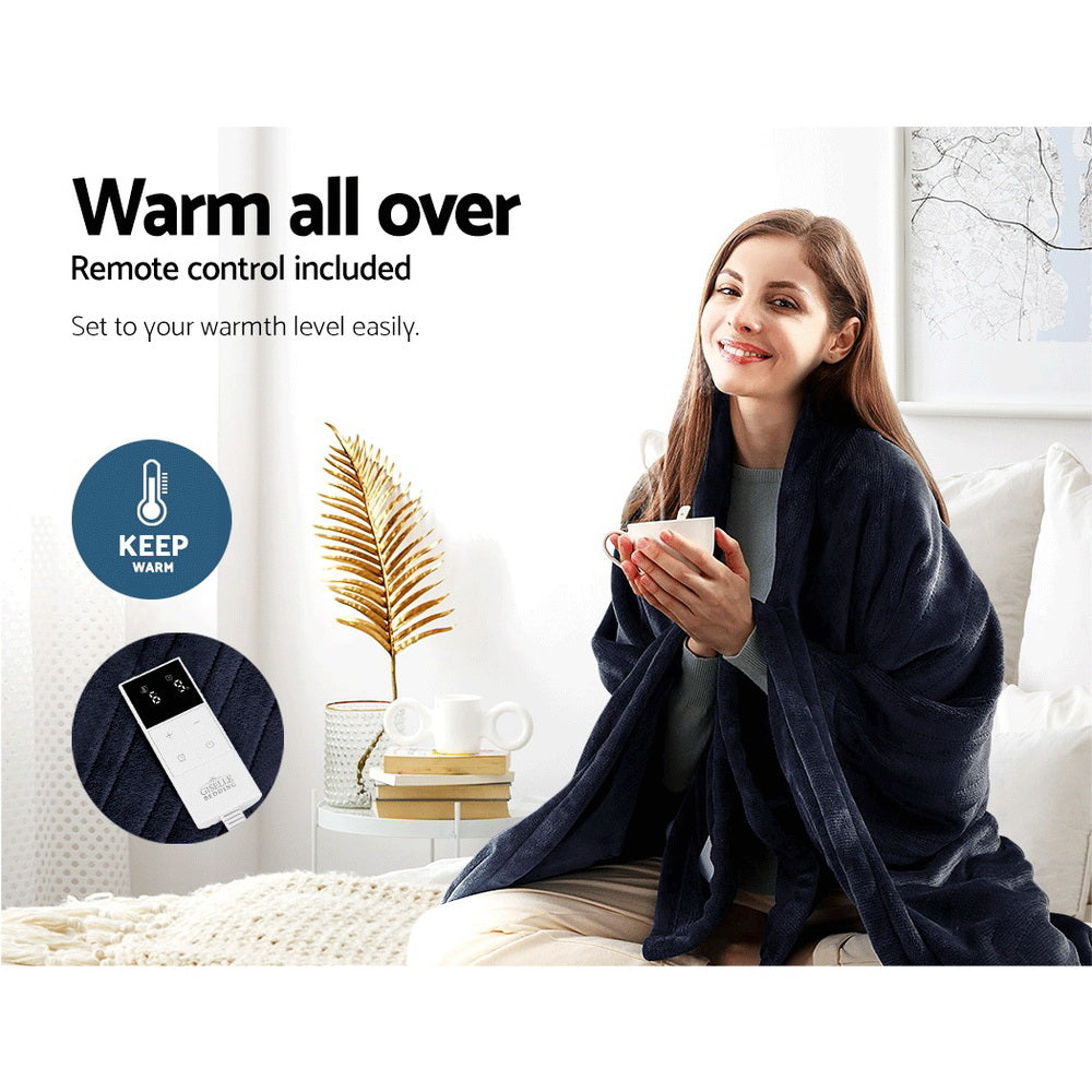 Bedding | Heated Electric Throw Rug | Fleece | Snuggle Blanket | Washable | Charcoal