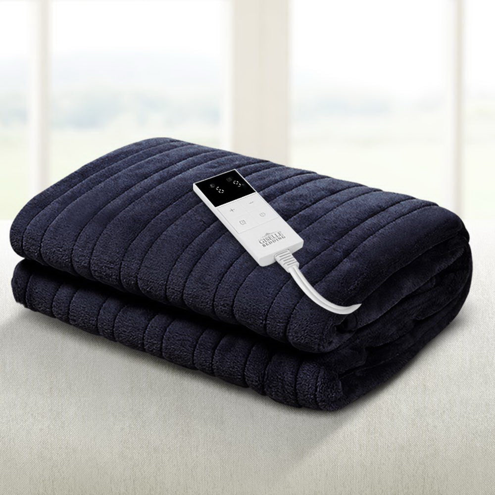 Bedding | Heated Electric Throw Rug | Fleece | Snuggle Blanket | Washable | Charcoal