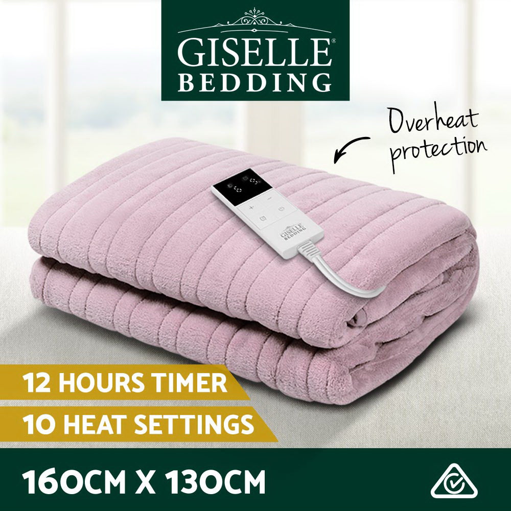 Electric Throw Rug | Heated Blanket | Fleece | Pink