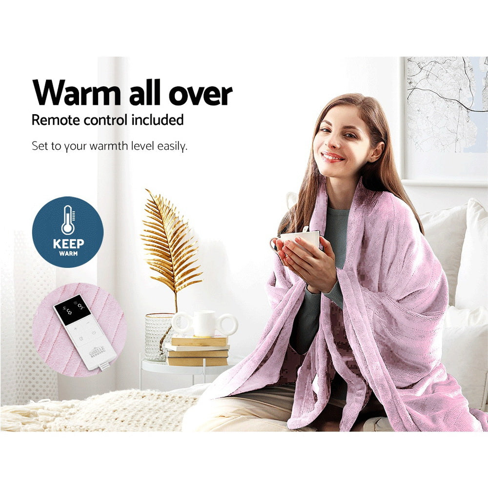 Electric Throw Rug | Heated Blanket | Fleece | Pink