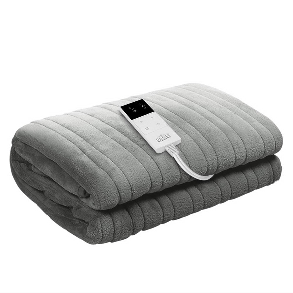 Bedding | Heated Electric Throw Rug | Fleece | Snuggle Blanket | Washable | Silver
