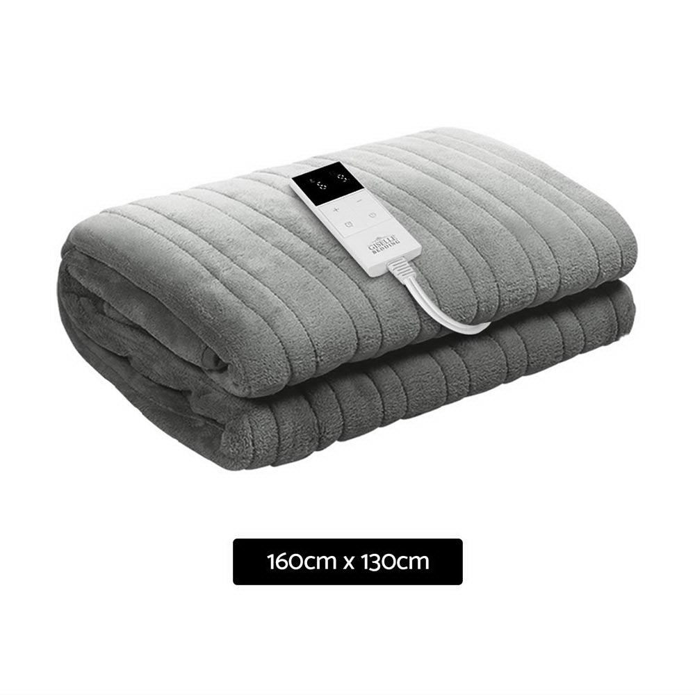 Bedding | Heated Electric Throw Rug | Fleece | Snuggle Blanket | Washable | Silver