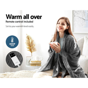Bedding | Heated Electric Throw Rug | Fleece | Snuggle Blanket | Washable | Silver