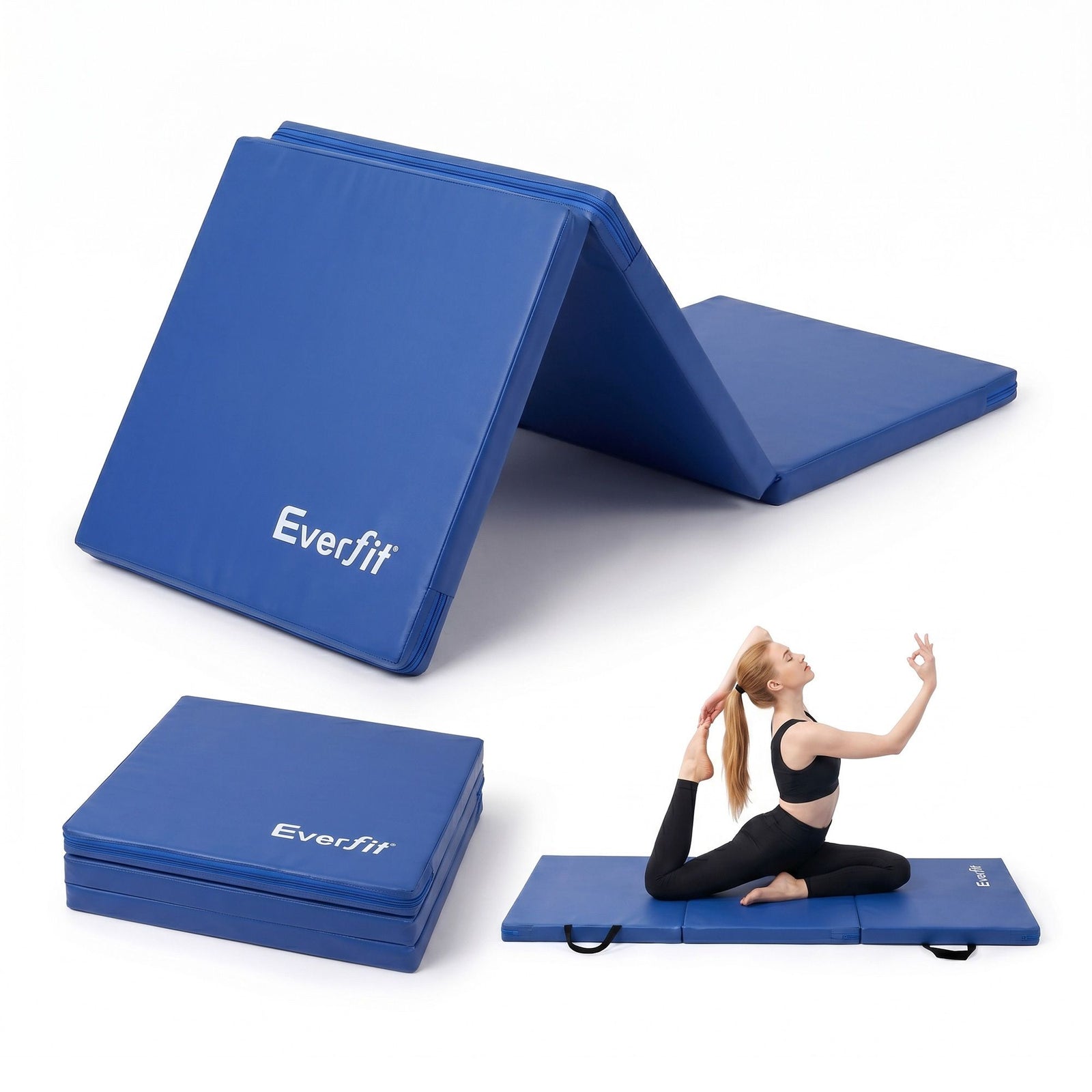 Gymnastics Mat | 180 x 60cm Folding Exercise Floor Mat | Blue