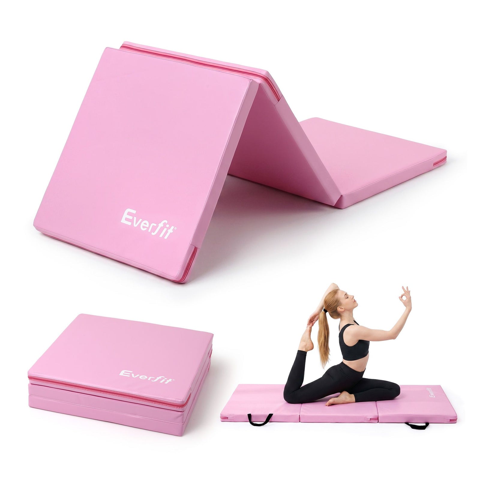 Gymnastics Mat | 180 x 60cm Folding Exercise Floor Mat | Pink