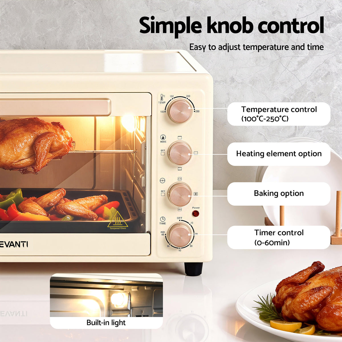60L Convection Oven | 2000W Electric | Cream